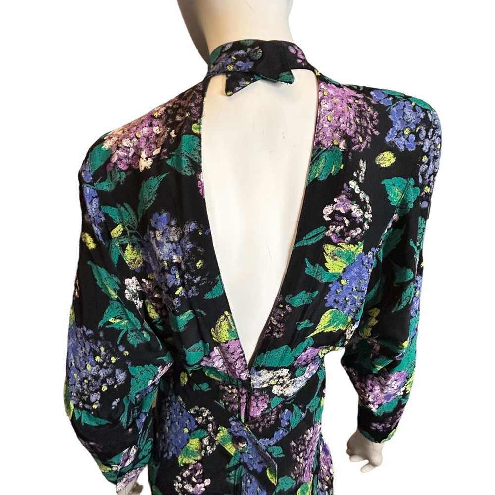Vintage 80s Michelle Stuart Floral Dress Small - Picture 7 of 12